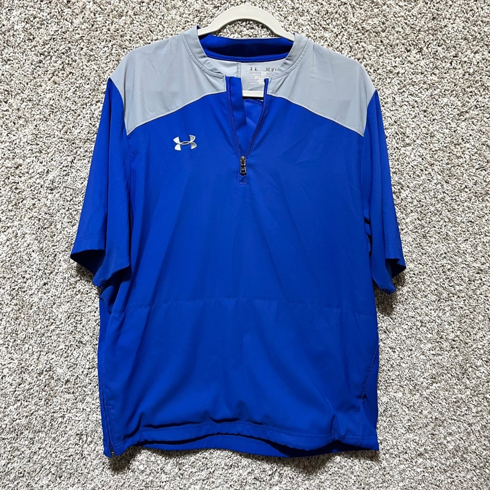 Under Armour Triumph Blue Short Sleeve Quarter Zip Windbreaker Cage Jacket M